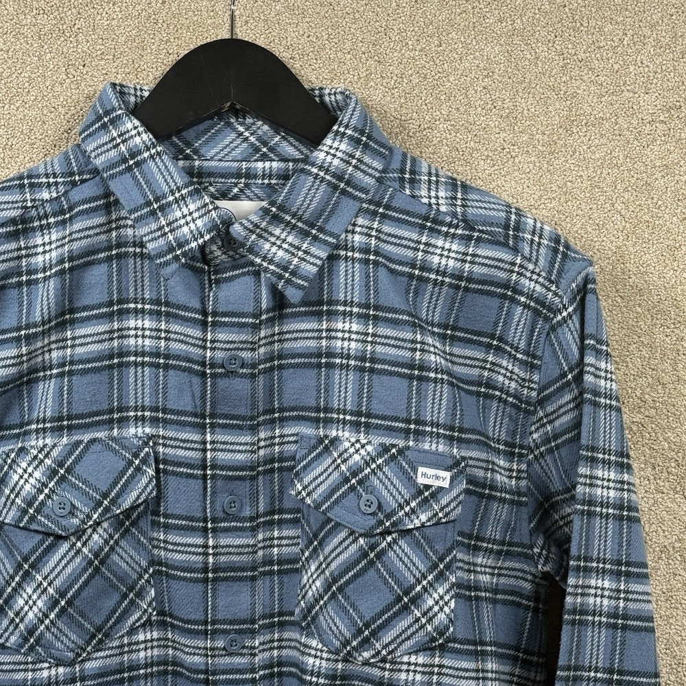 Hurley Blue Plaid Mens Small Long Sleeve Flannel Button Up New with Tags